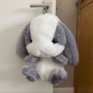 Bunny stuffed animal white and grey backpack